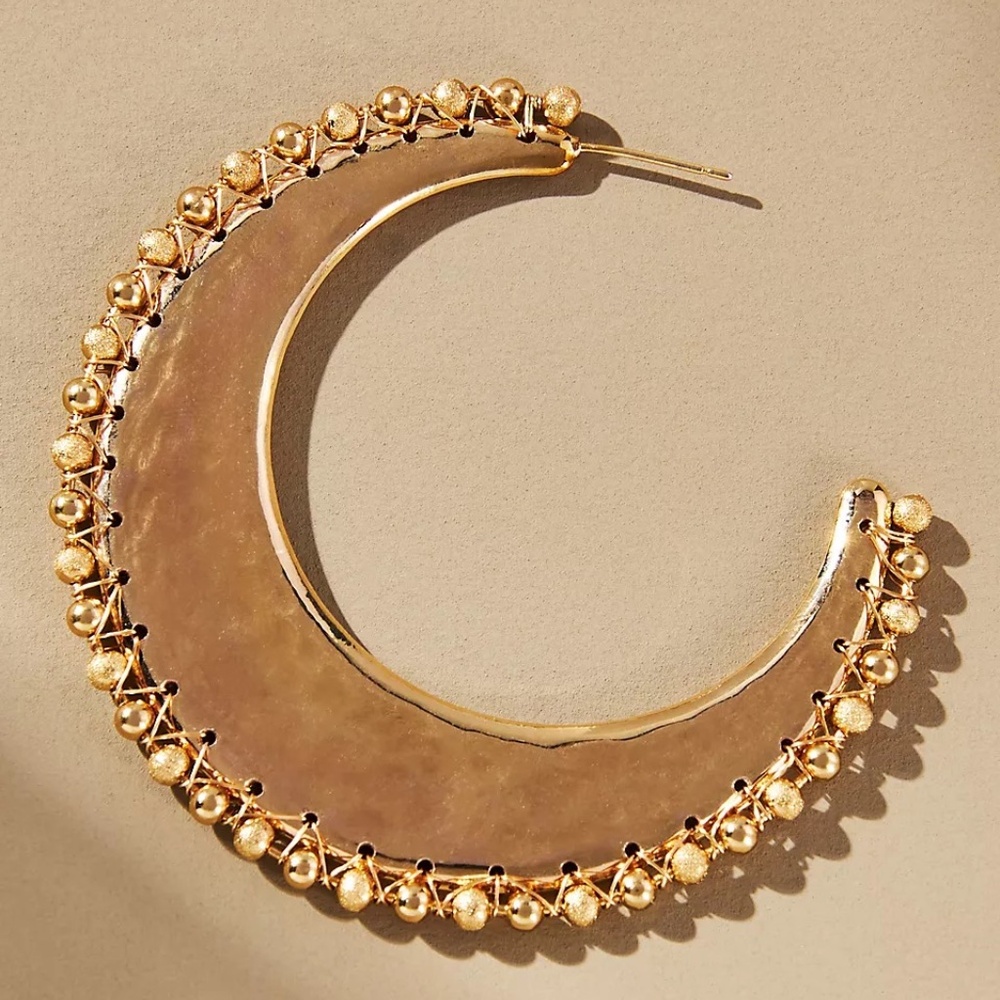 Anthropologie Western Spur Hoop Earrings in Gold - Picture 2 of 6